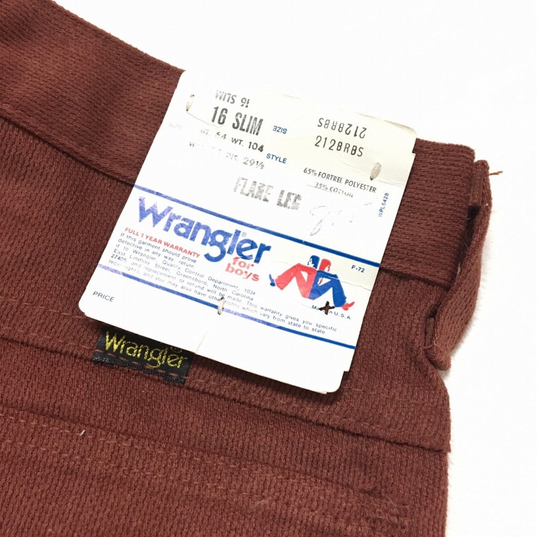 Wrangler(ラングラー)のWrangler FLARE LEG ラングラー フレア パンツ　実寸：W24 L28.5 ブラウン　Made in U.S.A デッドストック Deadstock レディースのパンツ(その他)の商品写真