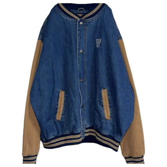 【デニムスタジャン】90s古着 ヴィンテージ 刺繍 オーバーサイズ メンズのジャケット/アウター(スタジャン)の商品写真