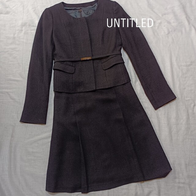 UNTITLED(アンタイトル)のUNTITLED　ワンピースセットアップスーツ　黒　ツイード　ママスーツ　比翼 レディースのフォーマル/ドレス(スーツ)の商品写真