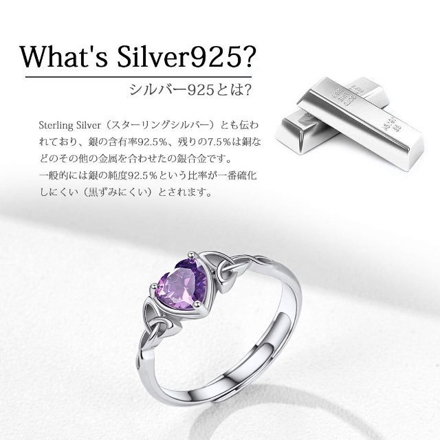 【色: 09月】ChicSilver ハート サファイア 指輪 レディース 人気 4