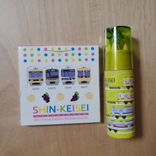 非売品　新品 未使用☆　色鉛筆　鉛筆削り　電車　新京成線　電車グッズ　付箋紙(鉄道)