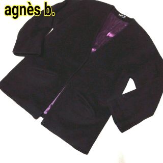 アニエスベー(agnes b.)の大きめ　厚手　アニエスベー　ノーカラー　コート　ジャケット　ブラック　黒(ノーカラージャケット)