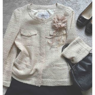 JILLSTUART ノーカラージャケット 白 フォーマル ジルスチュアート