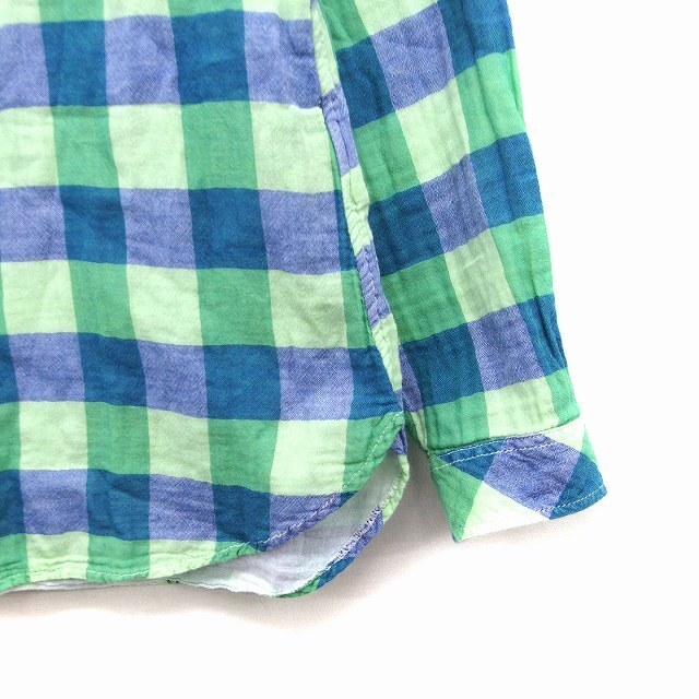 coen(コーエン)のコーエン coen チェック柄 シャツ 長袖 ロゴマーク刺繍 コットン 綿 L レディースのトップス(シャツ/ブラウス(長袖/七分))の商品写真
