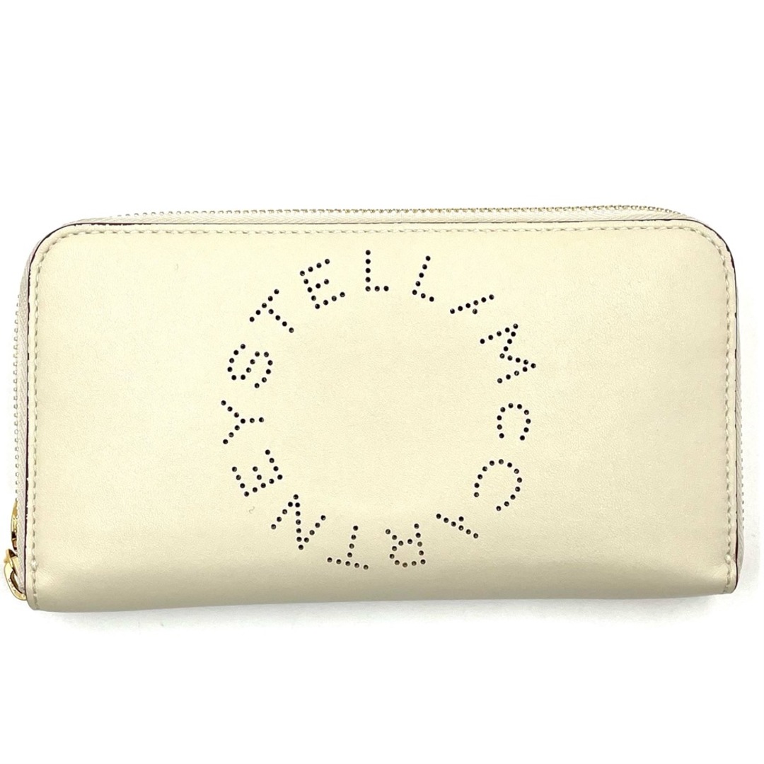 【限定価格】Stella McCartney ステラマッカートニー 長財布 ラウンドファスナー ロングウォレット ロゴ レザー    ホワイト 白 ゴールド金具 レディース 定番【品】