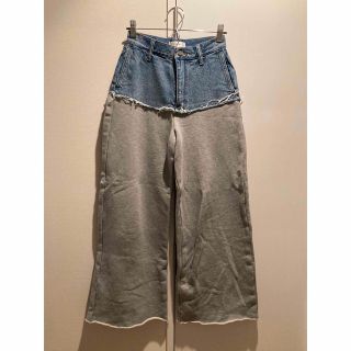 アメリヴィンテージ(Ameri VINTAGE)のDENIM SWEAT DOCKING WIDE PANTS(デニム/ジーンズ)