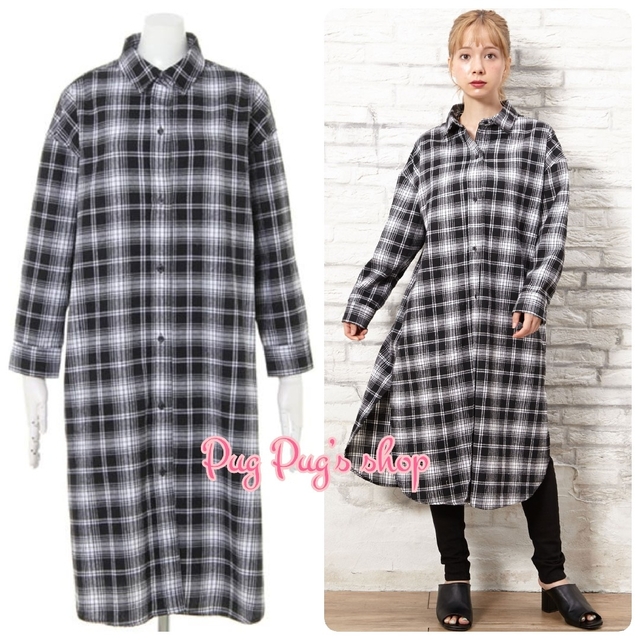 INGNI(イング)の【新品】INGNI オフショル2WAYチェックBIGロング/シャツ282196 レディースのトップス(シャツ/ブラウス(長袖/七分))の商品写真