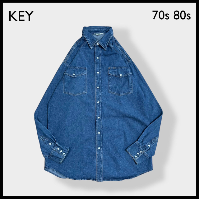 【KEY】70s デニムシャツ ウエスタンシャツ 2XL ビッグシルエット