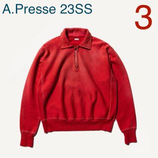 コモリ(COMOLI)のA.PRESSE Vintage Half Zip Sweatshirt RED(スウェット)