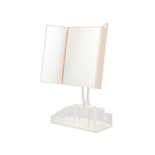 Francfranc フランフラン LEDライト付き三面鏡 ピンク(メイクボックス)