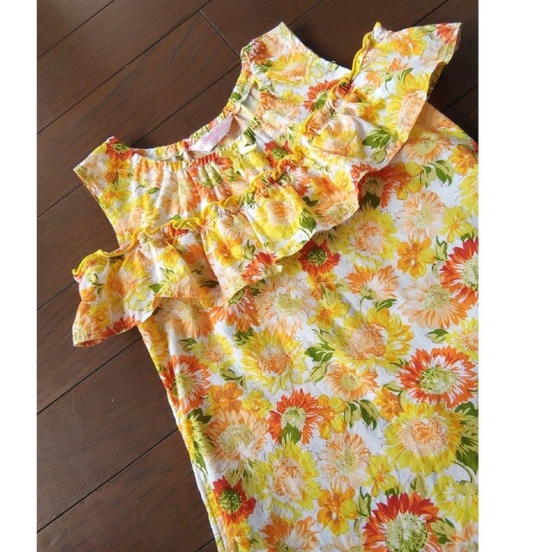 花柄ワンピース　100cm   匿名配送 キッズ/ベビー/マタニティのキッズ服女の子用(90cm~)(ワンピース)の商品写真