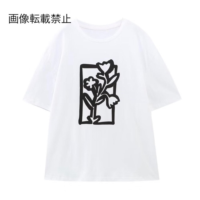 ????2月新作????10579◆white ホワイト プリント 半袖 Tシャツ