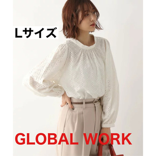 グローバルワーク(GLOBAL WORK)のGLOBAL WORK カットワークレースブラウス アイボリー L(シャツ/ブラウス(長袖/七分))