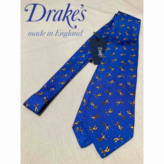 【新品】Drake's／ドレイクス／ネクタイ／テニス柄／スポーツ／モチーフ