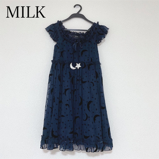 ミルク(MILK)のムーンライトMILK ドレス ナイトブルー ミルク ワンピ 月 星(ひざ丈ワンピース)