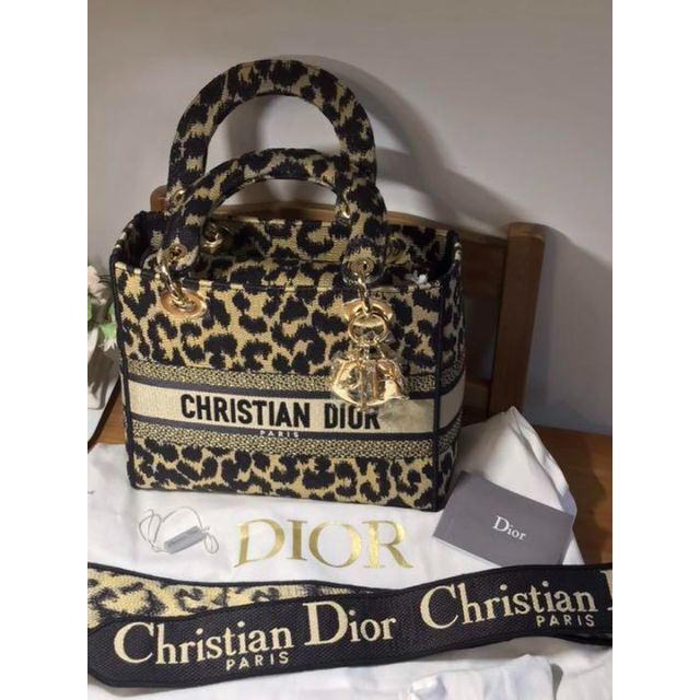 Christian Dior - 美品★Christian Dior ディオール レオパードハンドバッグ Dライト