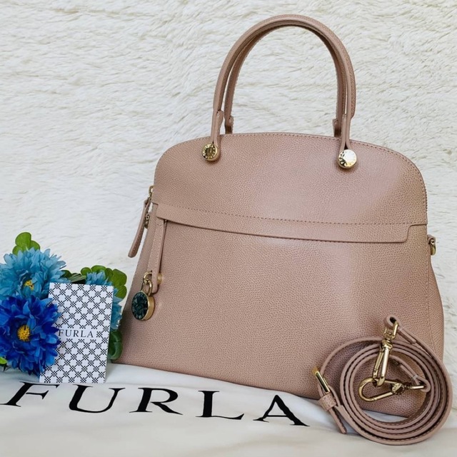 買取 口コミ 美品FURLA フルラ パイパー ハンドバッグ 2way ピンク