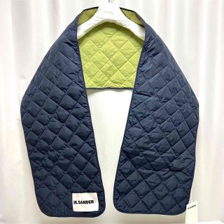 ジルサンダー(Jil Sander)の新品 JIL SANDER ジルサンダー ロゴ ダウンマフラー ストール 紺(マフラー/ショール)