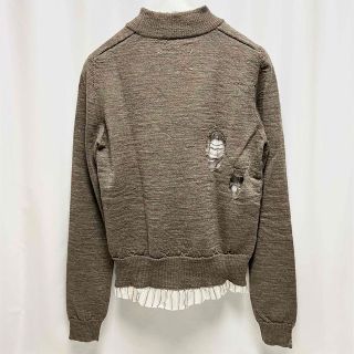 マルタンマルジェラ(Maison Martin Margiela)のL 新品 メゾンマルジェラ ダメージ加工 セーター ニット シャツ付 グレージュ(ニット/セーター)