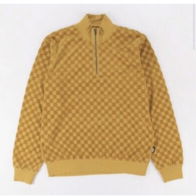 stussy check ls zip mock neck 1