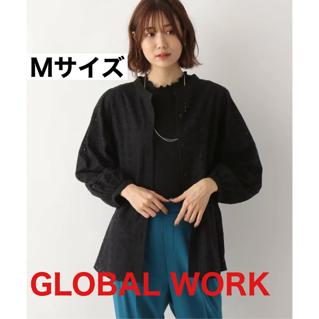 GLOBAL WORK(グローバルワーク)のGLOBAL WORK カットワークレースブラウス ブラック M レディースのトップス(シャツ/ブラウス(長袖/七分))の商品写真