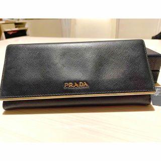 プラダ(PRADA)のPRADA長財布　黒　SAFFIANONETAL(財布)