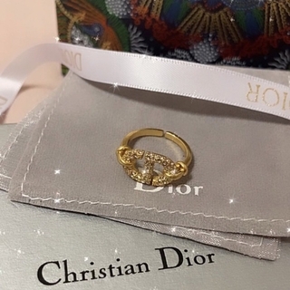 クリスチャンディオール(Christian Dior)のサイズ調節可 DIOR リング ビンテージ 箱袋付き 実物写真(リング(指輪))