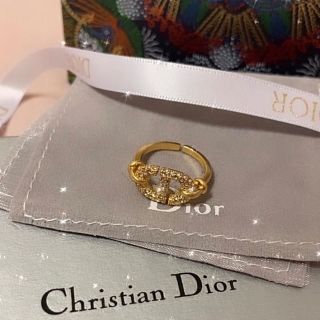 クリスチャンディオール(Christian Dior)のサイズ調節可 DIOR リング ビンテージ 箱袋付き 実物写真(リング(指輪))