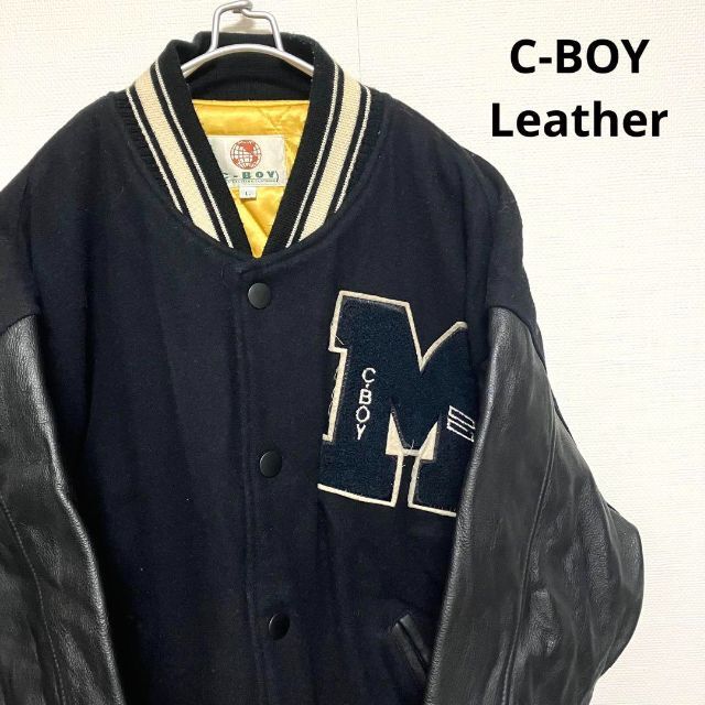 Vintage 00s初期 C-BOY 上質レザー ワッペン スタジャン L メンズのジャケット/アウター(スタジャン)の商品写真