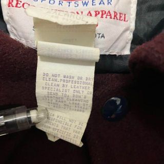 米国製 Meca メンズL レザースタジャン ワッペン 本革 ボルドー 赤