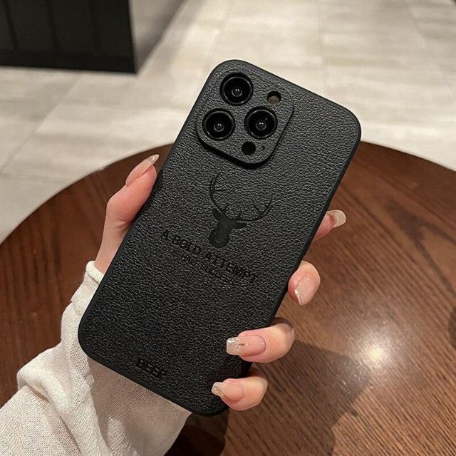 iPhone12 ケース ブラック 鹿 レザー 耐衝撃 おしゃれ 高級感 大人気 iphone12 ケース カバーブラック 黒鹿 レザー 耐衝撃 おしゃれ