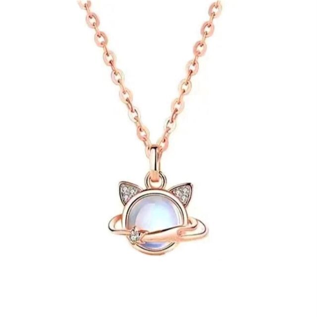 Bellitia Jewelry ムーンストーン 6月誕生石 宇宙猫 ネックレス