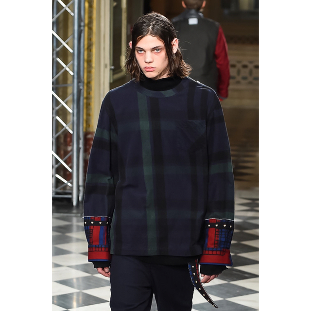 sacai  16aw プルオーバー　シャツ　チェック　カーキ　ネルシャツ