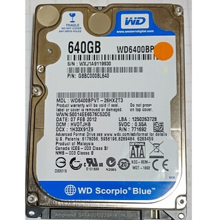 WD6400BPVT 640GB WD Scorpio Blue(PCパーツ)