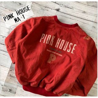 ピンクハウスPINKHOUSEブルゾンMA-1バックプリントレッド古着