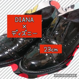 ダイアナ(DIANA)の23cm DIANA ディズニー ローファー ミッキー ダイアナ 22.5 黒(ローファー/革靴)