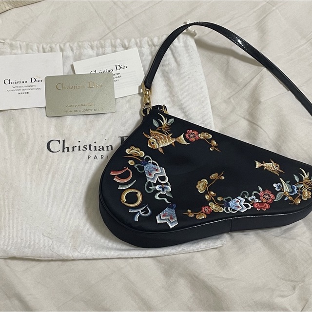 Christian Dior - 【希少】ディオール ミニサドルバッグ 刺繍 金魚