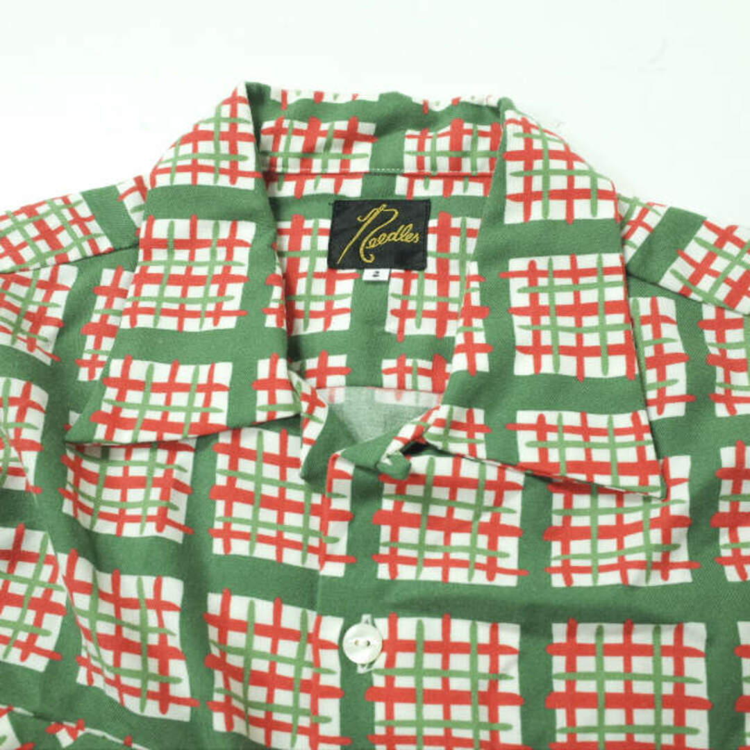 約555cm袖丈Needles ニードルス 日本製 One-Up Shirt Dress ワンナップシャツドレス ﻿DI140 2 グリーン ワンピース オープンカラー カットオフ チェック トップス【Needles】