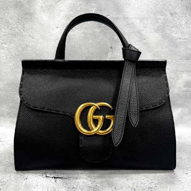 驚きの価格 Gucci レザー ブラック 2WAY ハンドバッグ トップハンドル