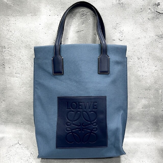 美品☆LOEWE ロエベ トートバッグ キャンバス×レザー ロゴアナグラム-