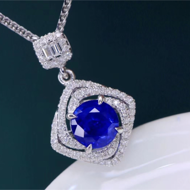 天然 ロイヤルブルーサファイア ダイヤ ペンダントトップ1.05ct f ...