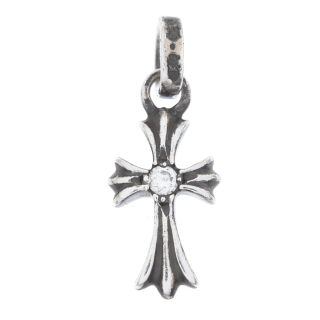 超爆安 Chrome 【ギャランティ有】 シルバーペンダントトップ 両面1ダイヤ ベイビーファット DIA BBYFAT CRS クロムハーツ HEARTS CHROME - Hearts ネックレス