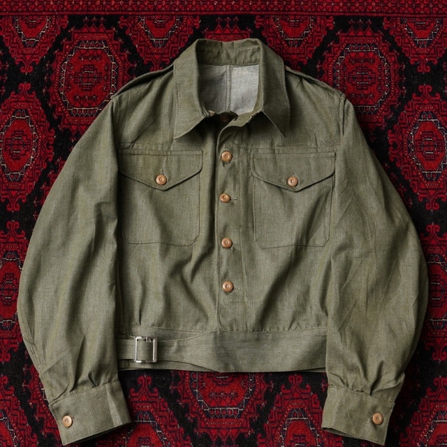 ヴィンテージ デッドストック イギリス軍グリーンデニムジャケット メンズのジャケット/アウター(ミリタリージャケット)の商品写真