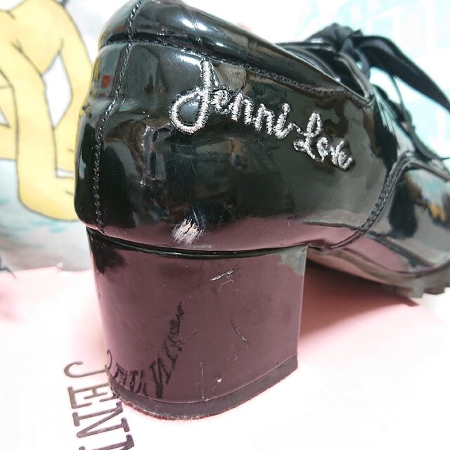 21cm JENNI レースアップシューズ ジェニィ 黒 ローファー 卒園式