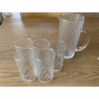 トウヨウササキガラス(東洋佐々木ガラス)のレトロなグラス、ピッチャーセット(グラス/カップ)
