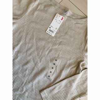 ユニクロ(UNIQLO)の【新品未使用タグ付き】リブボートネックT(カットソー(長袖/七分))