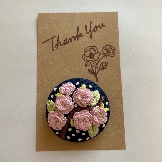 ハンドメイド 八重桜の刺繍ブローチ No.25 7