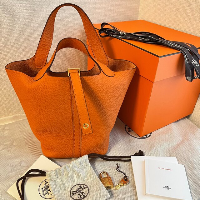 Hermes - エルメス　HERMES ピコタンロックpm オレンジ　ゴールド金具