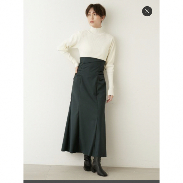 【emmi atelier】ニットコンビハイウエストワンピース