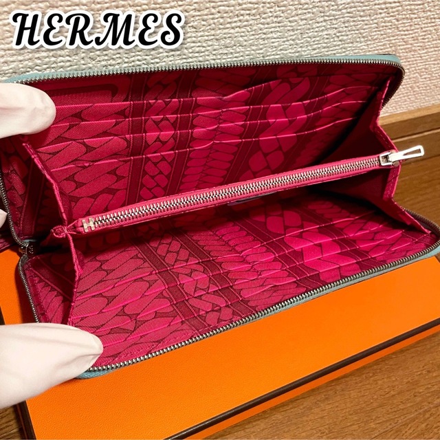 お買い物マラソン限定☆ エルメス HERMES アザップ シルクイン 長財布